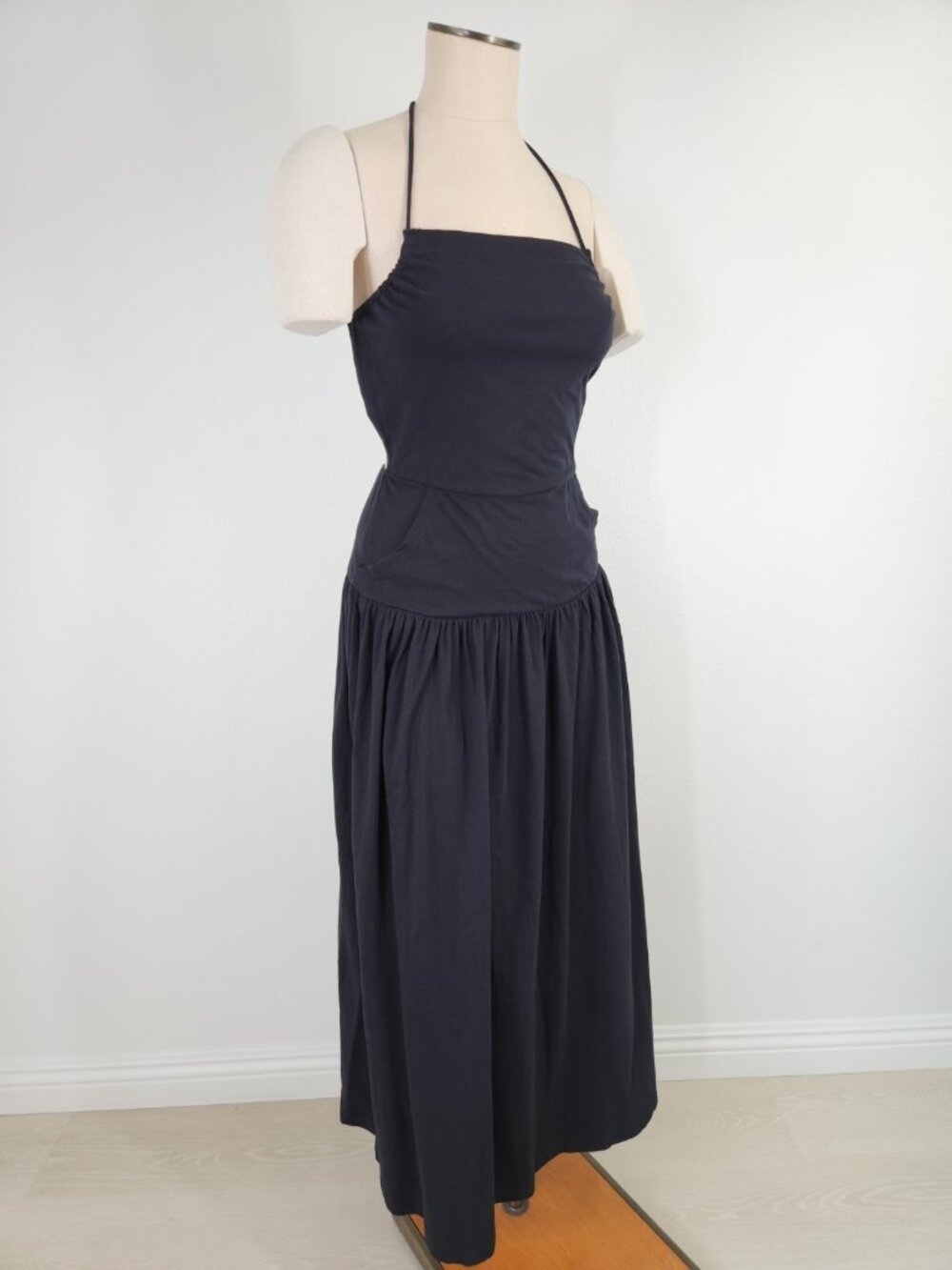 Free People Julietta Boho Midi Sundress in Black Cotton Size XS Open Back